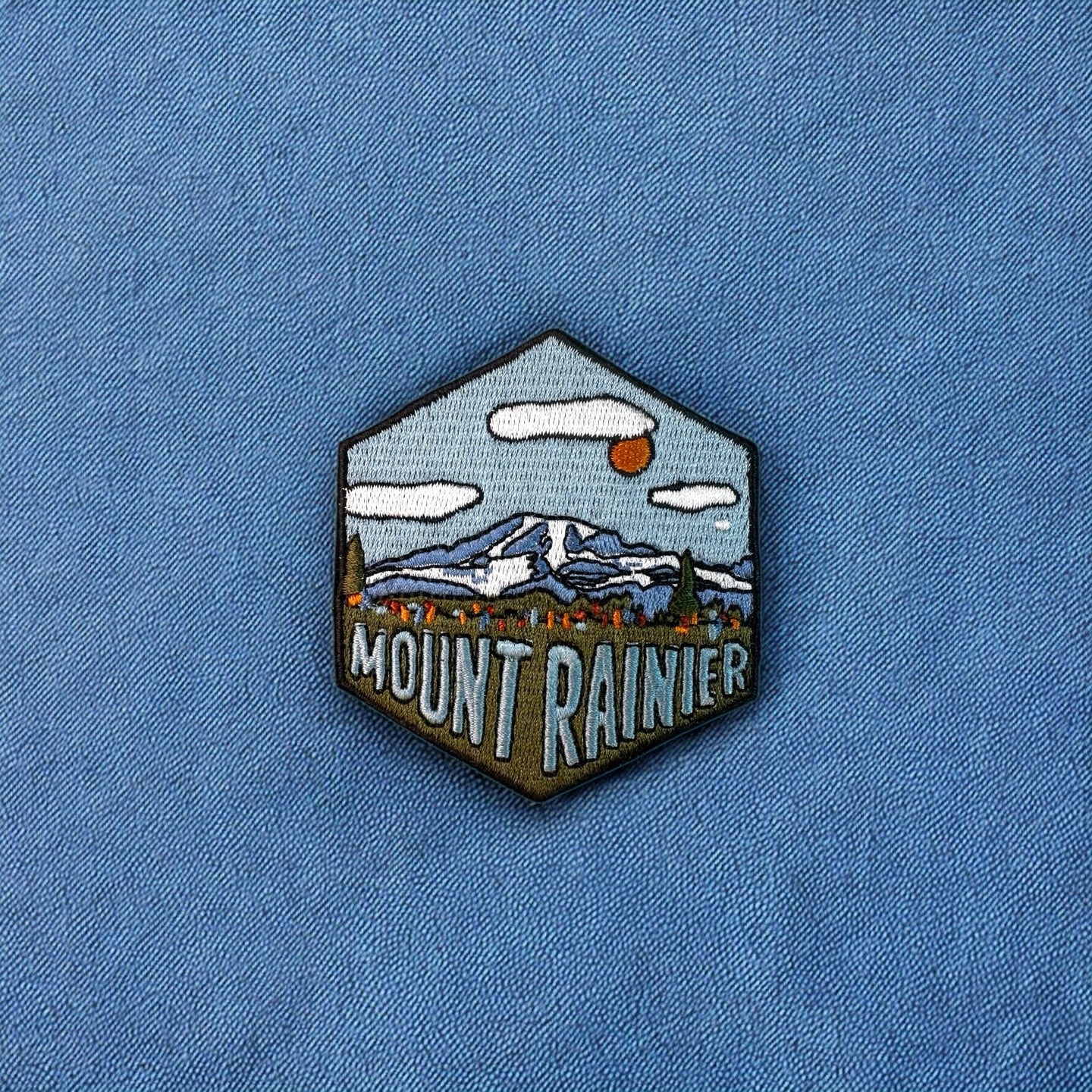 Mount Rainier, Washington- Embroidered Hexagon Patch