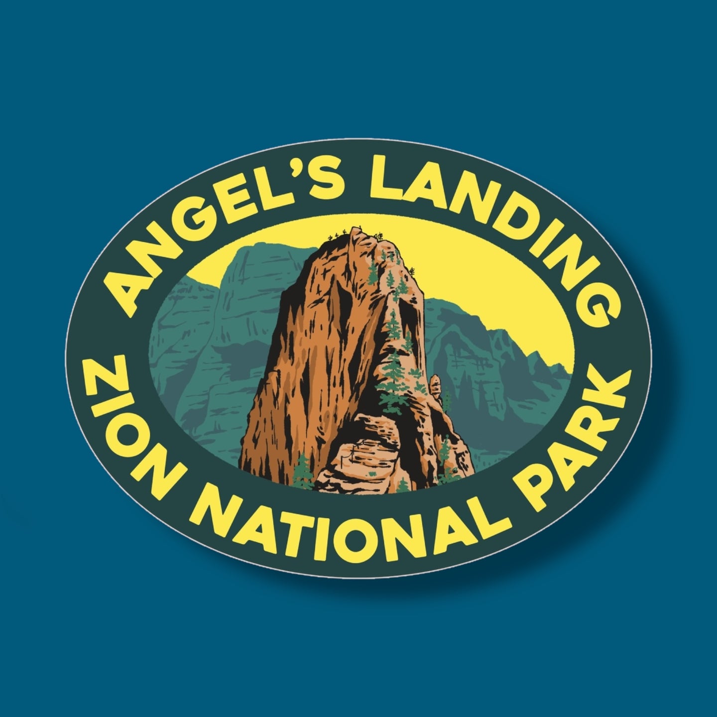 Angels Landing Utah Oval Sticker