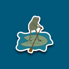 Load image into Gallery viewer, Frog Paddleboarding On A Lily Pad Sticker (M21)
