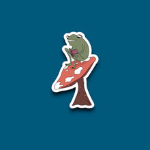 Load image into Gallery viewer, Reading On A Mushroom Frog Sticker (K12)
