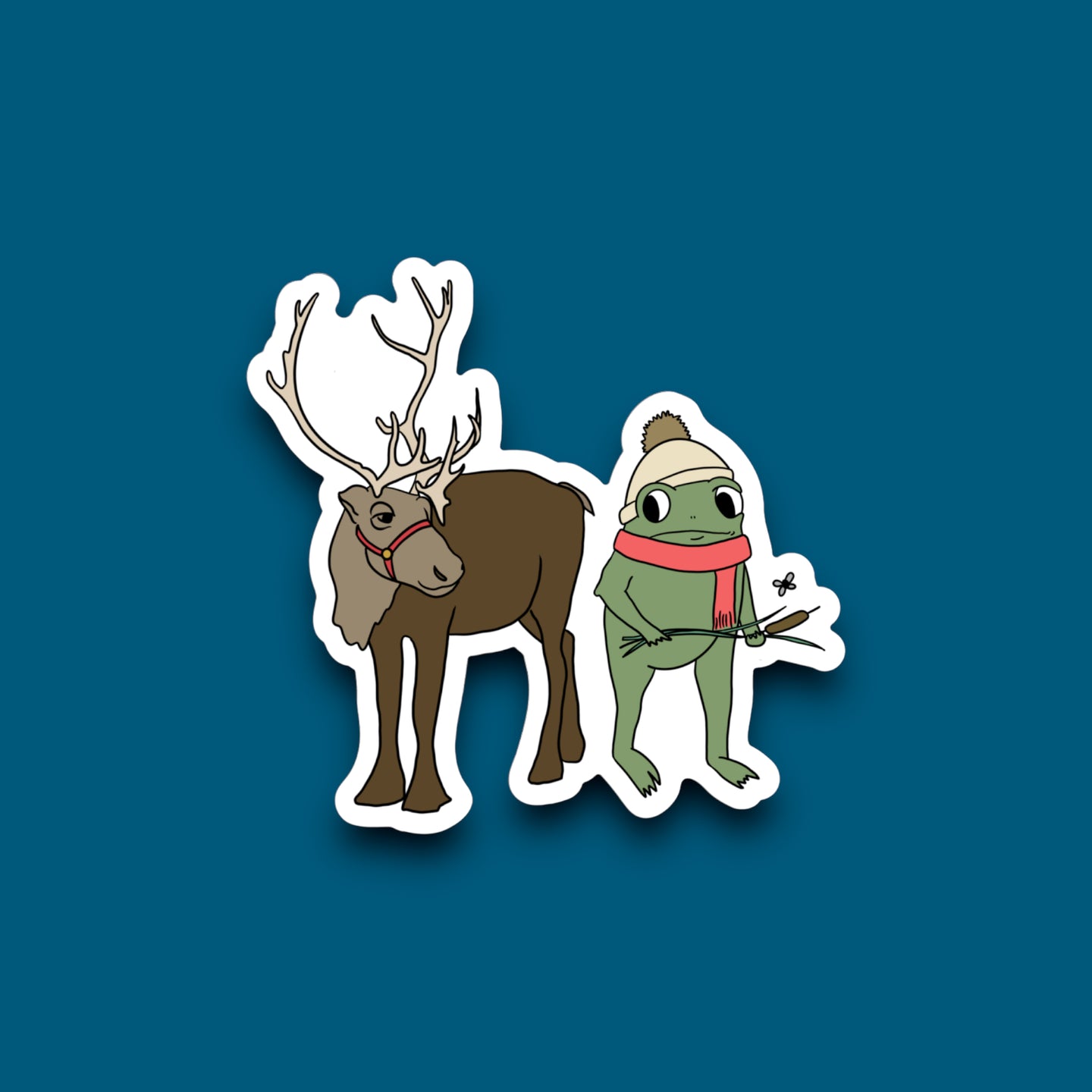 Frog And Reindeer Sticker (R16)