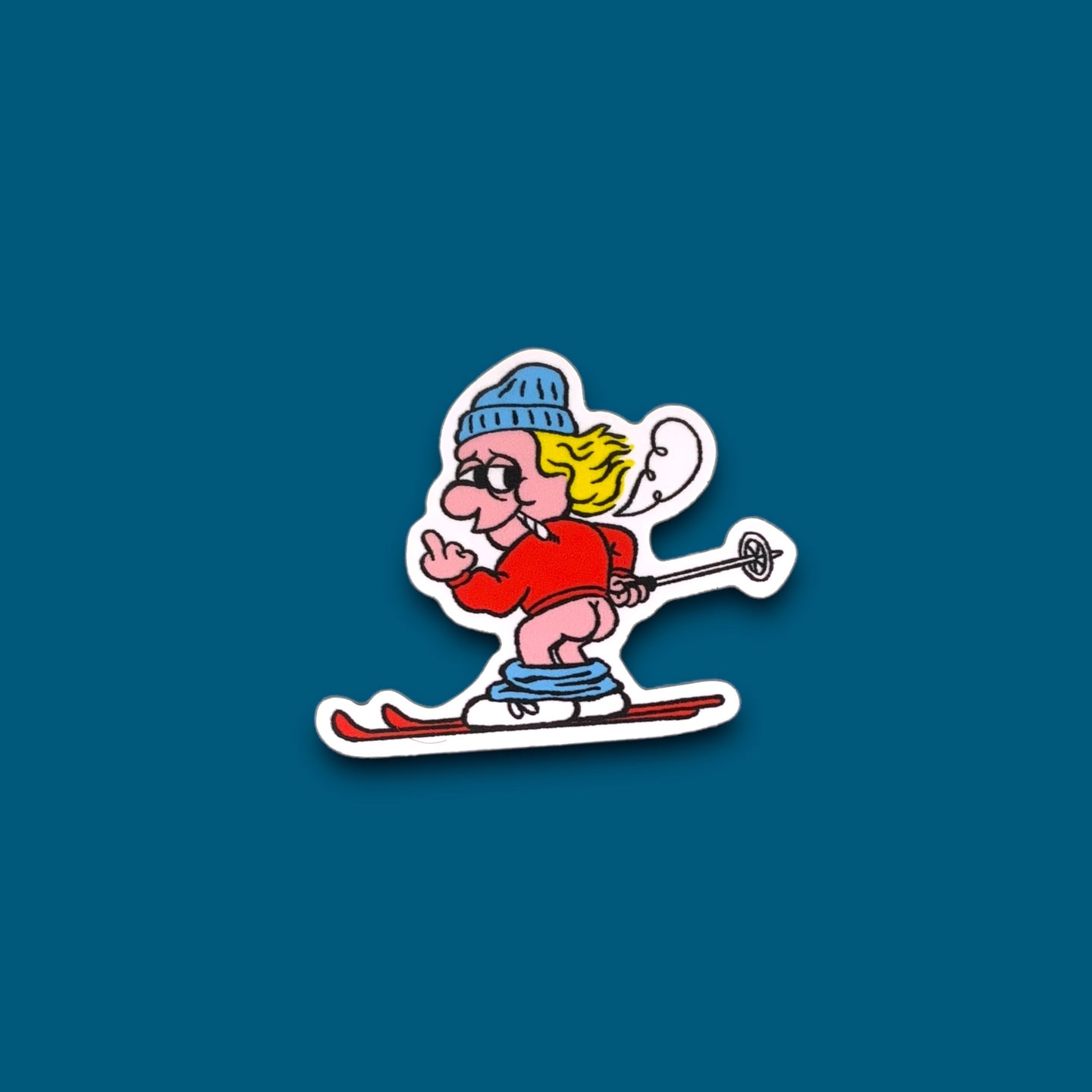 Smoking Ski Bum Sticker