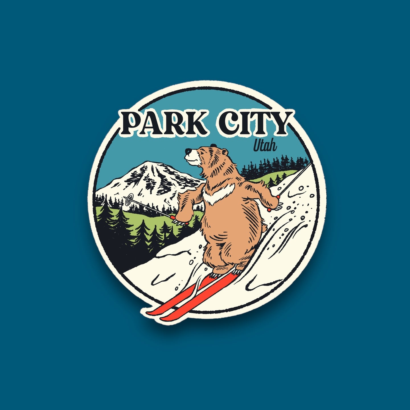 Park City Ski Bear Sticker