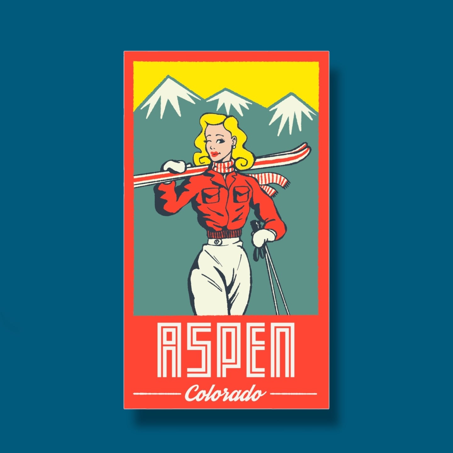 Aspen Ski Girl Sticker