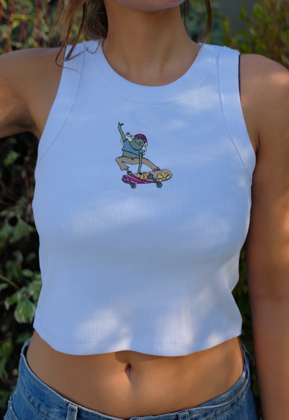 Skater Girl Frog Tank