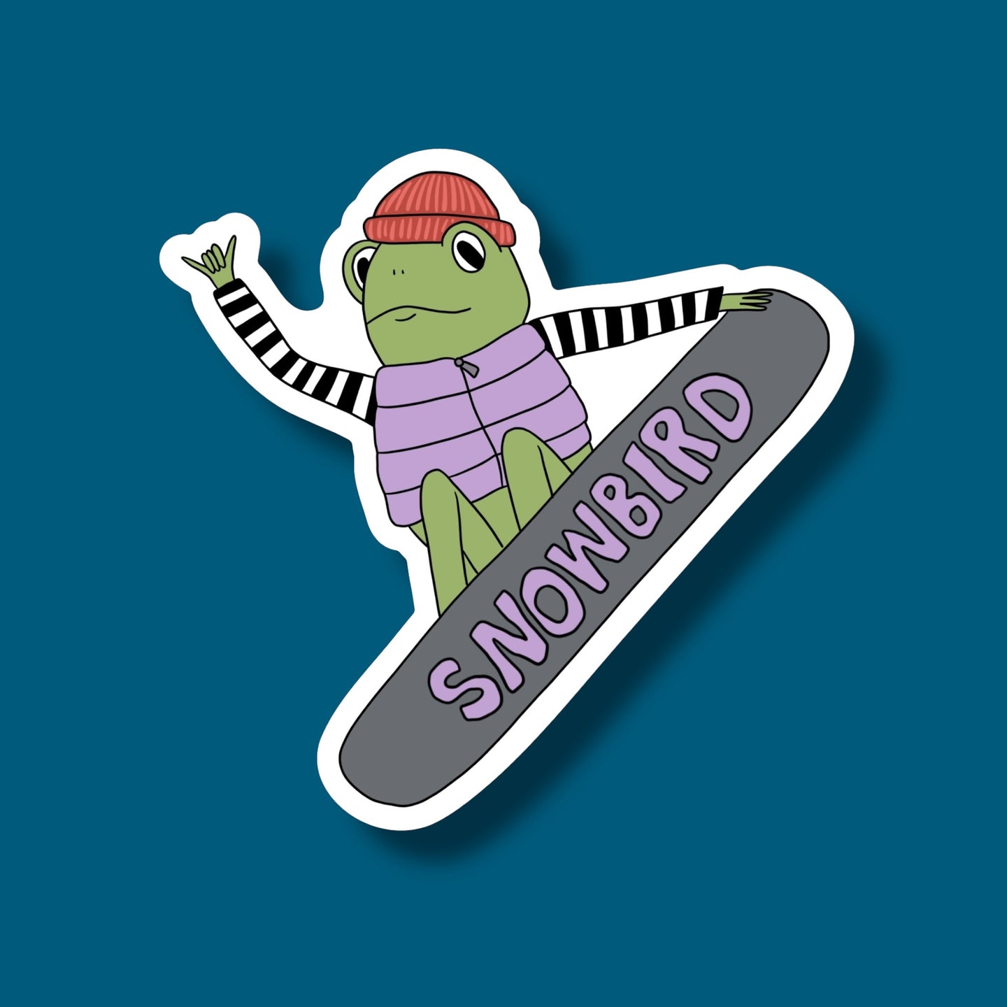 Snowbird Snowboarding Frog Sticker